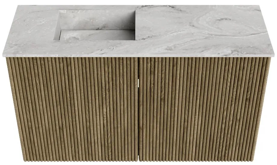 Mondiaz Joya DLux 70cm toiletmeubel dusk met wastafel faye links zonder kraangat glace
