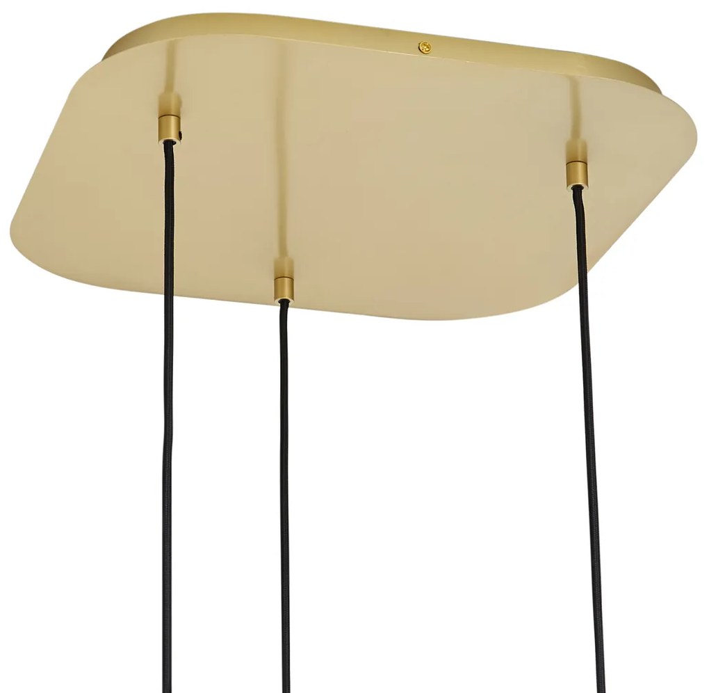 Hotel Chique hanglamp messing met amber glas 3-lichts - Gus