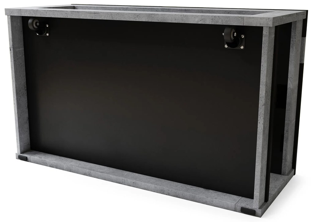 LUSSO Zwart Mat/Millenium Beton - MODERNE SALONTAFEL MET VERHOOGD BLAD + OPBERGRUIMTE + SCHAP (OP WIELEN!)