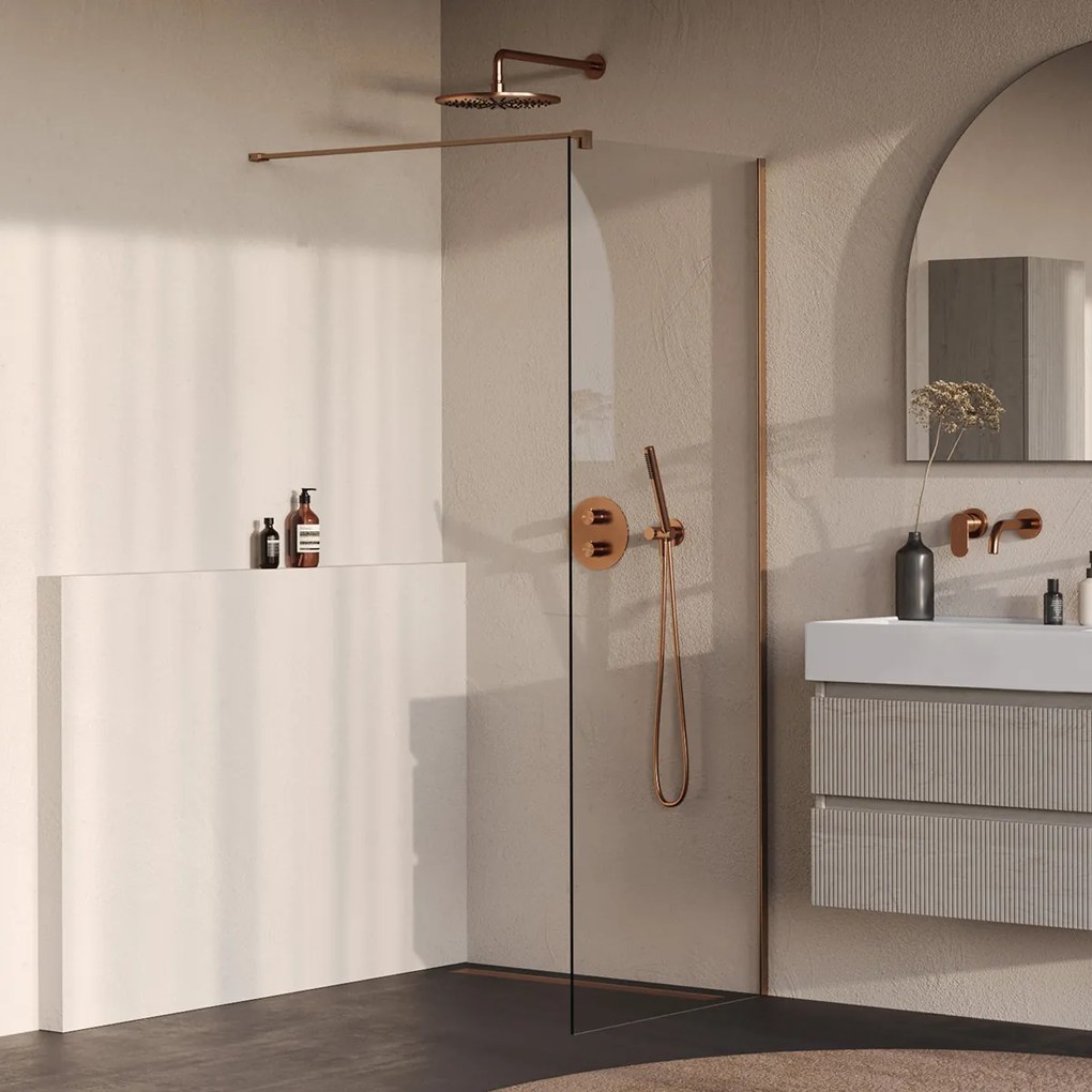Brauer Oblivion inloopdouche helder glas 80cm koper geborsteld PVD