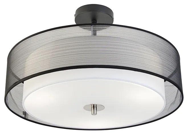 Smart plafondlamp zwart met wit 50 cm incl. 3 Wifi A60 - Drum Duo
