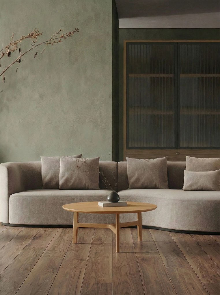 Mazzoni BELLUNO Naturel Essen - HOUTEN SALONTAFEL Ø65 cm ROND MODERN CLASSIC