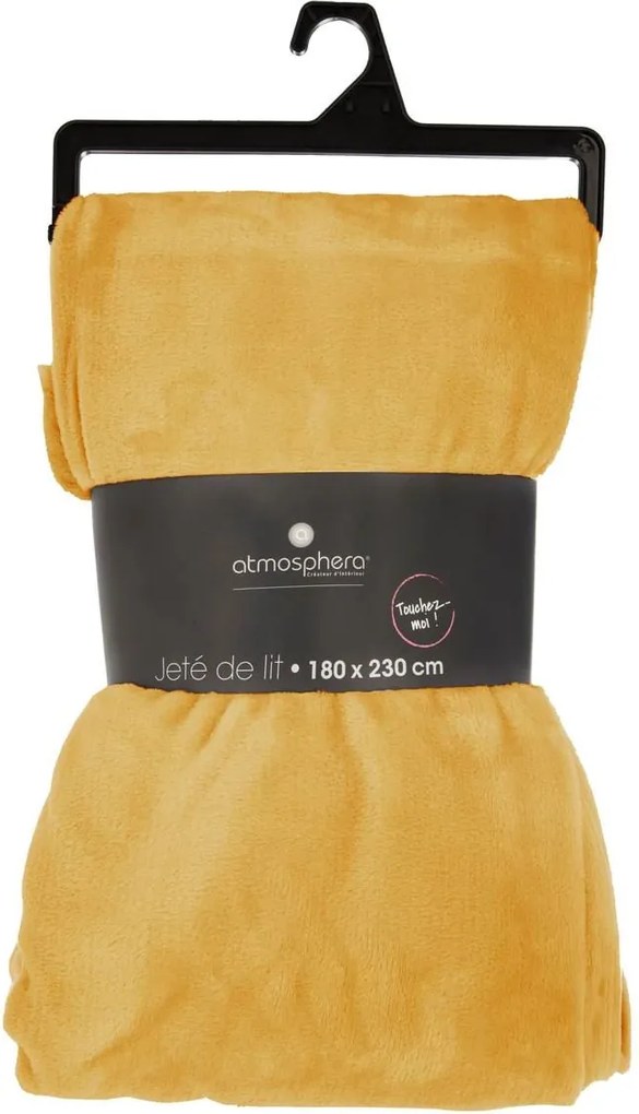 Atmosphera Fleece Plaid - 180 x 230 cm - Mosterdgeel - Polyester