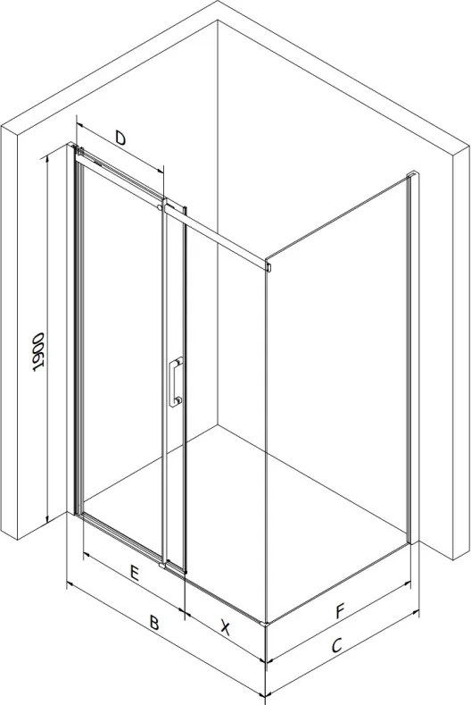 Mexen Omega schuifbare douchecabine 120 x 90 cm, transparant, chroom - 825-120-090-01-00