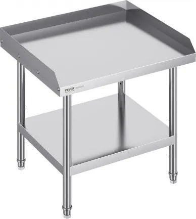 VEVOR RVS werktafel, commerciële voedselbereidingstafel, 610 x 711 x 660 mm spatscherm aan drie zijden, robuuste voorbereidingstafel met verstelbare hoogte