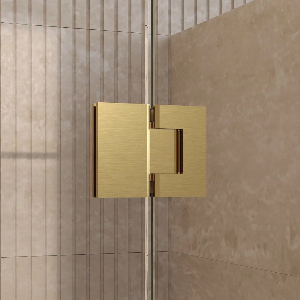 Brauer Void Carving profielloze nisdeur 150cm met draaideur 70cm aan glas messing geborsteld PVD