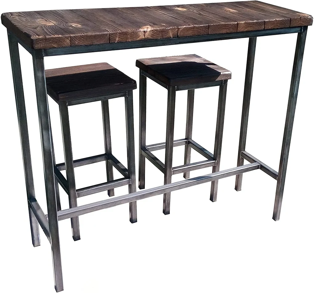 CHYRKA® Bartafel barkruk LS bartafel SAMBOR barmeubel loft vintage bar industrieel design handgemaakt hout metaal