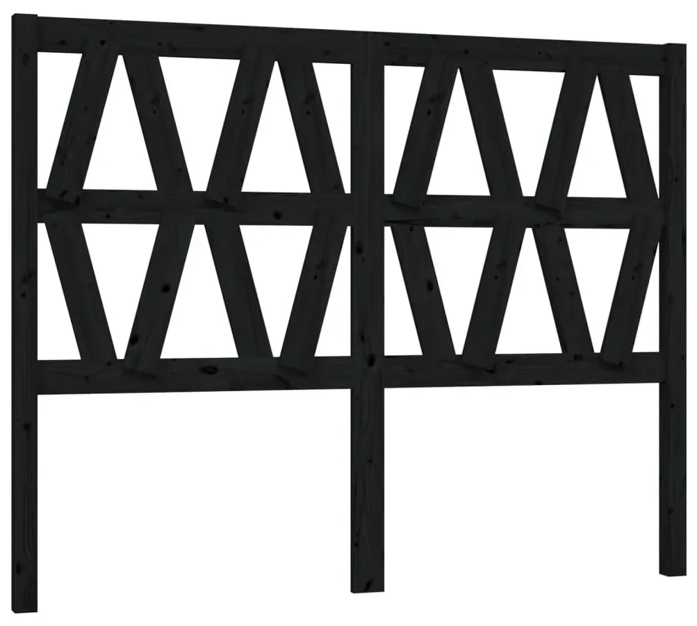 vidaXL Hoofdbord 126x4x100 cm massief grenenhout zwart