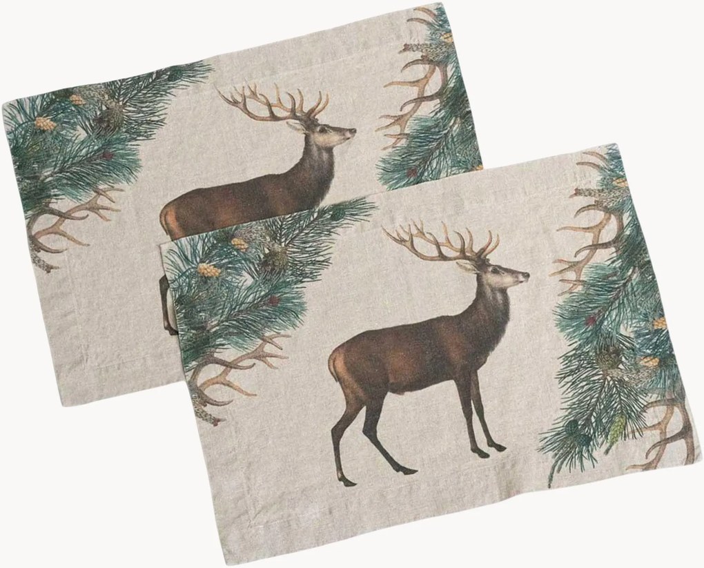 Linnen placemats Wild Deer, 2-delig