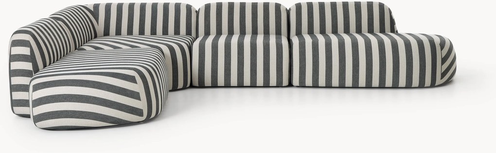 XL modulaire gestreepte hoekbank Wolke met chaise longue