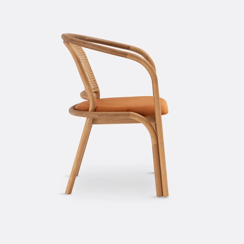 Tafelfauteuil in eik en vlechtwerk, Joana