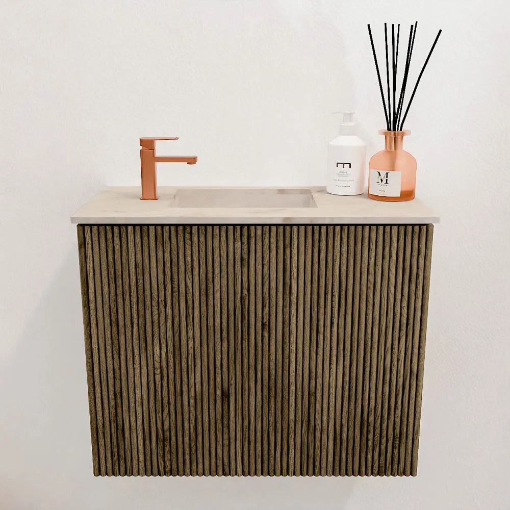Mondiaz Joya DLux 50cm toiletmeubel dusk met wastafel faye links 1 kraangat frappe