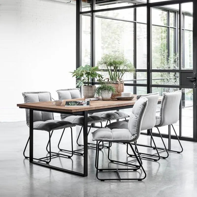 DTP Home Odeon Teakhouten Eettafel Met Zwarte Poot 175 Cm - 175 X 90cm.