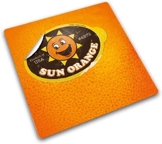 Werbladbeschermer of Pannenonderzetter - Glas - Rond - Sticker Orange