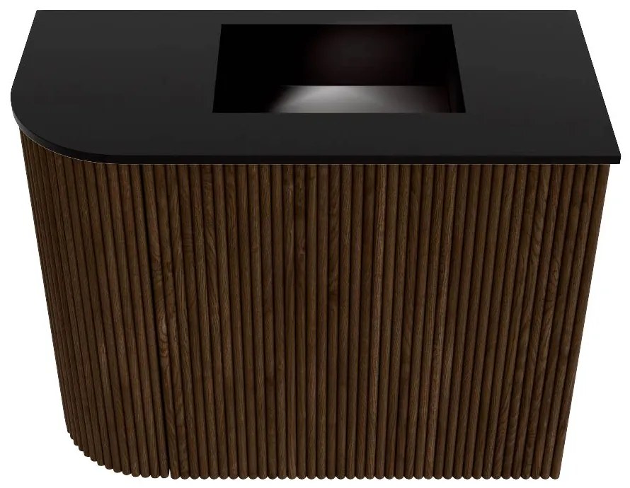 Mondiaz Joya 50cm toiletmeubel ronding links walnut met wastafel faye rechts 1 kraangat urban