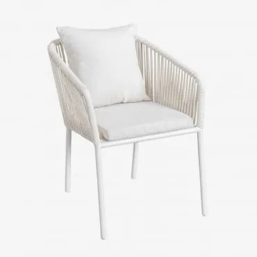 Set Van 2 Tuinstoelen Met Armleuningen In Gevlochten Touw Arhiza Classic Gardenia Wit - Sklum