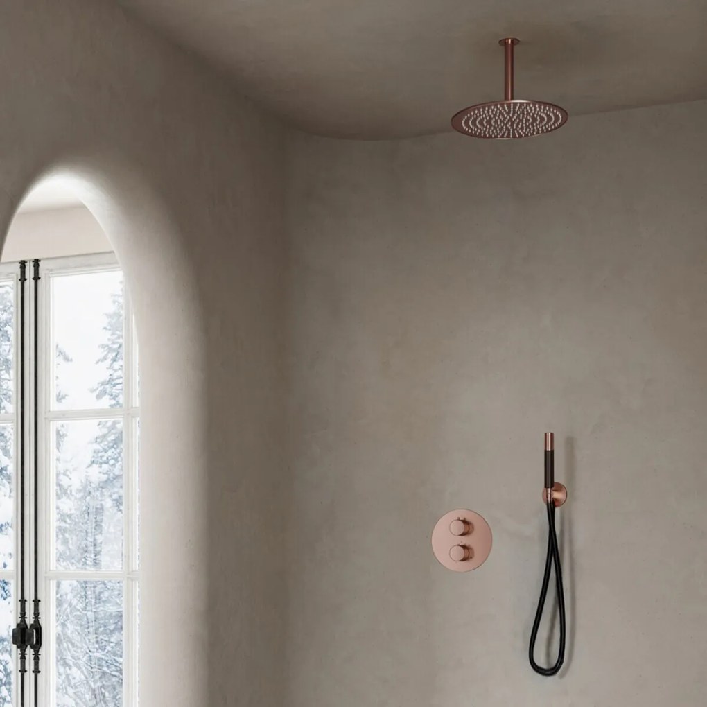 Saniclear Copper Pro inbouw regendouche 20cm rond met plafondarm geborsteld koper