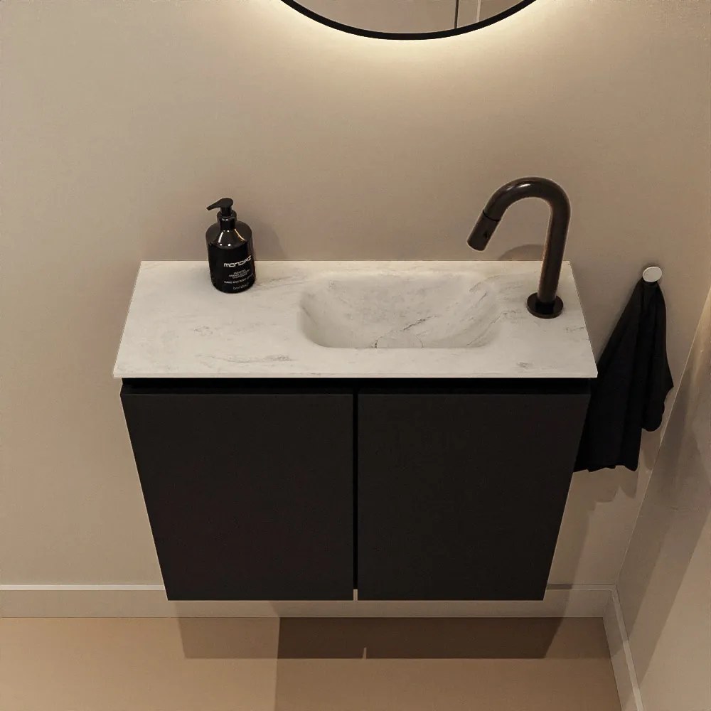 Mondiaz Ture DLux toiletmeubel 60cm urban met wastafel opalo rechts met kraangat