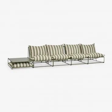 Tuinset Met Modulaire 4-delige Bank En Ombouwbare Bijzettafel Amaro Tapiocabeige - Diep Olijfgroen - Sklum