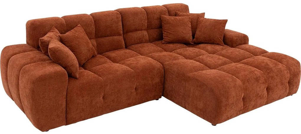Goossens Excellent Bank Kubus - 40 X 40 Cm Stiksel rood, stof, 1,5-zits, modern design met chaise longue links