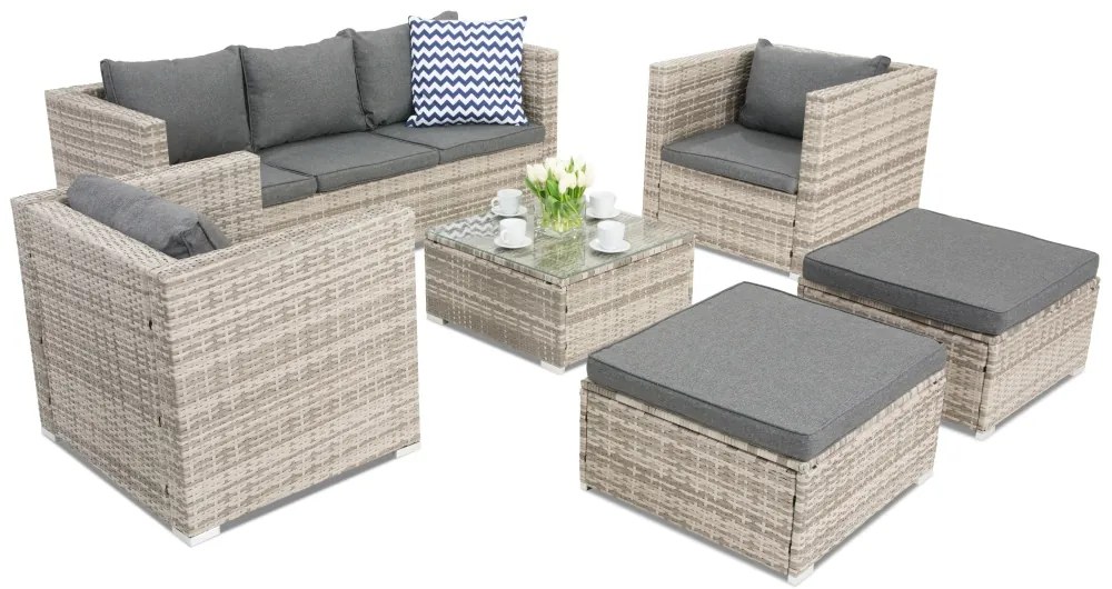 Roma Coffee 5 + 2 Tuinpunt grijs technorattan tuinmeubelen