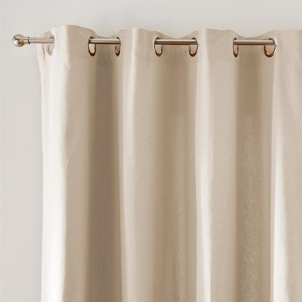 Effen oogjesgordijn van geweven katoenen Panama