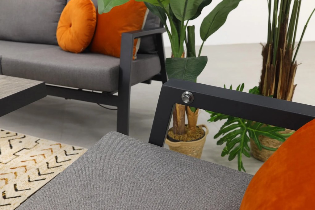 Azoren/Jersey stoel-bank loungeset 4-delig verstelbaar - Antraciet OP=OP