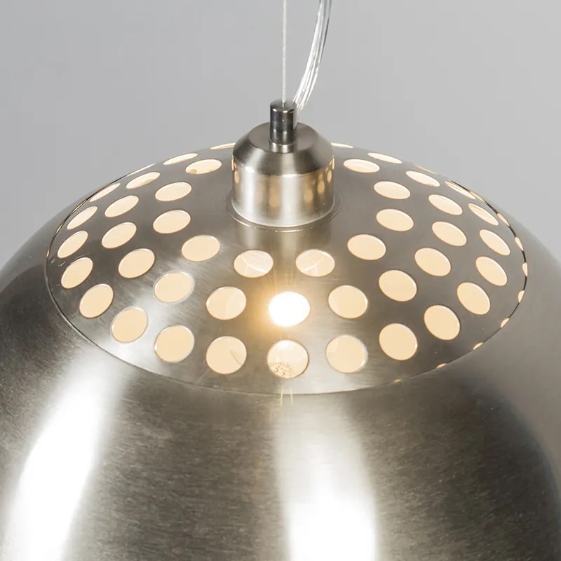 Moderne ronde hanglamp staal - Globe