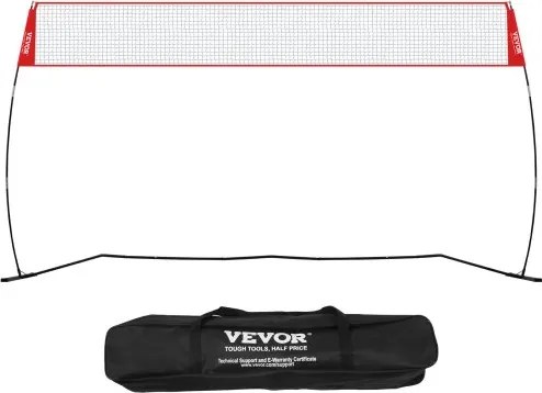 VEVOR Volleybalnet Hoogteverstelbaar Volleybalnet Set, 4,3 x 2,3-2,4 m Draagbaar Beachvolleybalnet, Opvouwbaar Volleybalnet met Volleybal & Draagtas, voor Tuin, Strand