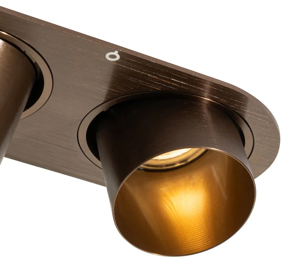 Set van 6 inbouwspots donkerbrons GU10 50mm 2-lichts - Installa Binnenverlichting Lamp