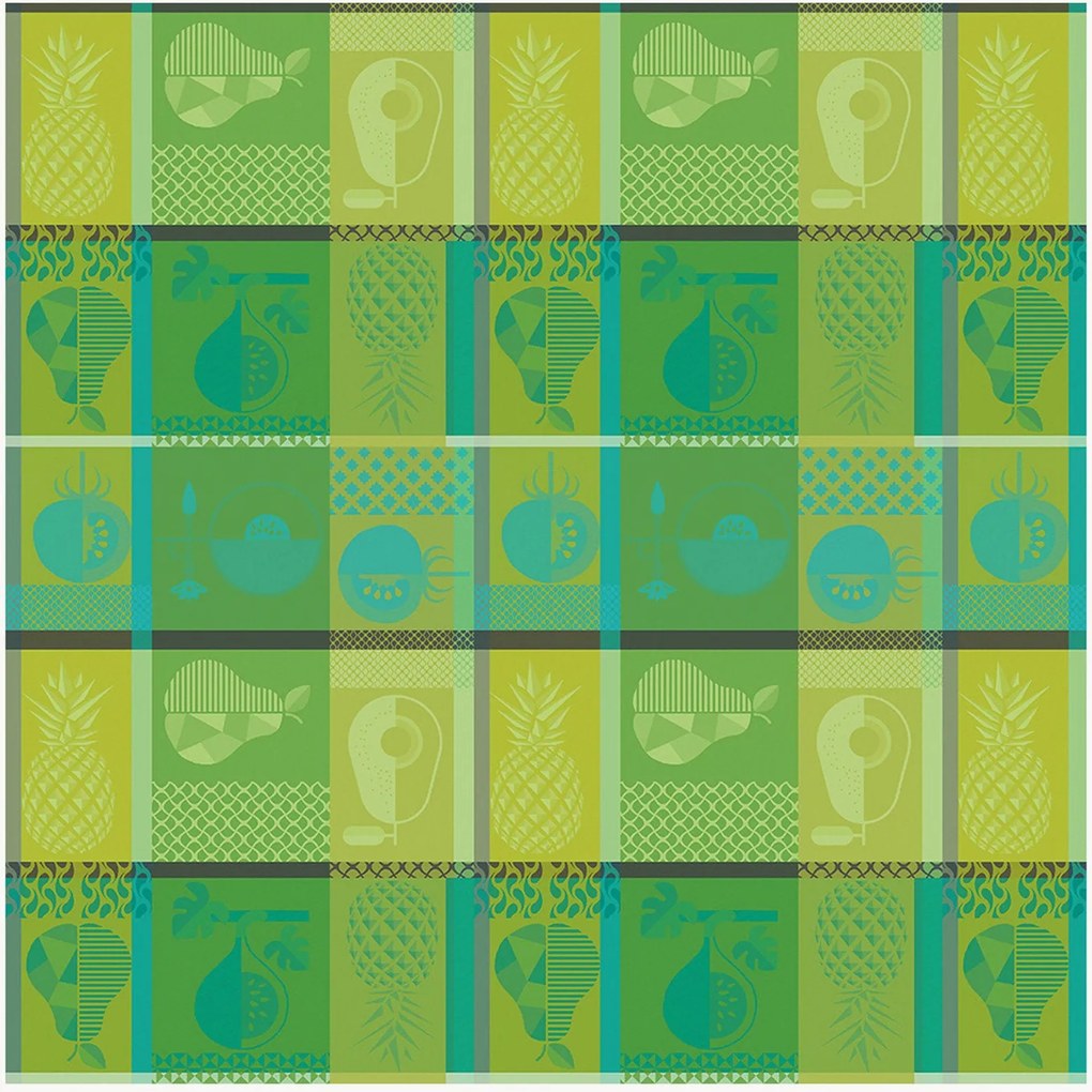 Jacquard tafelkleed Mille Fruits D Ete Lime met acryl coating
