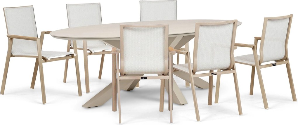 Tuinset 6 personen 240 cm Aluminium Zand/Beige Lifestyle Garden Furniture Fiora/Lunea
