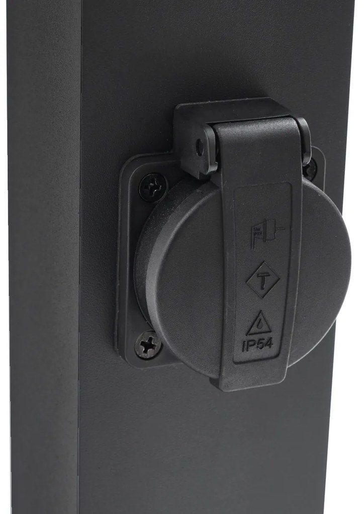 Buitenlamp zwart met grondpin en kabelmof 65cm incl. stopcontact IP44 - Baleno