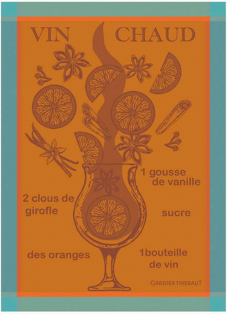 Jacquard theedoeken Vin Chaud Mandarine, 4-delig