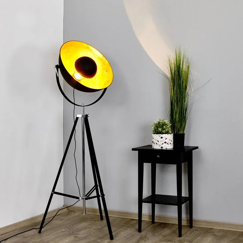 Extravagante vloerlamp Mineva in zwart en goud - lampen-24
