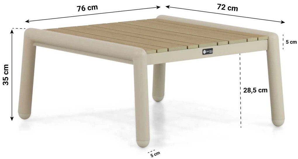 Hoek loungeset 5 personen Aluminium Taupe Santika Furniture Santika
