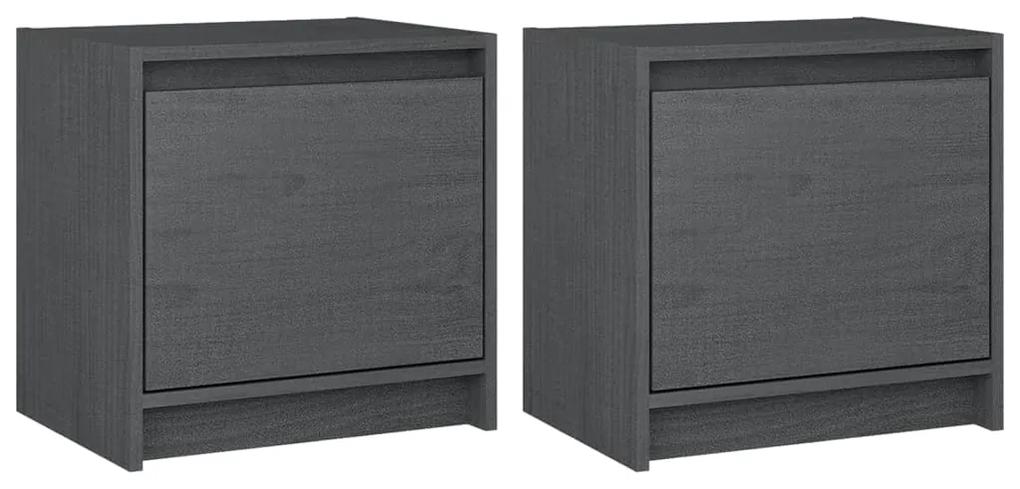 vidaXL Nachtkastjes 2st 40x30,5x40 cm massief grenenhout grijs