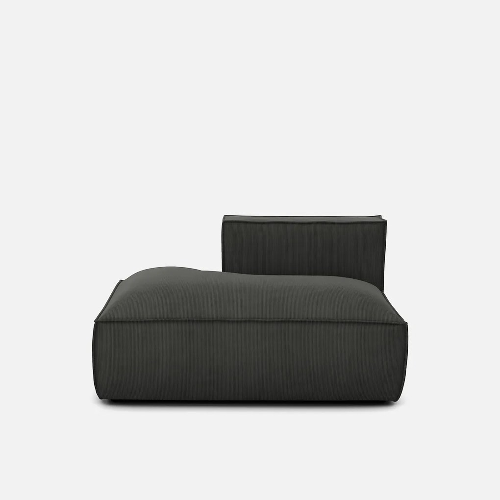 Links chaise longue-element voor modulaire bank, in ribfluweel, Seven
