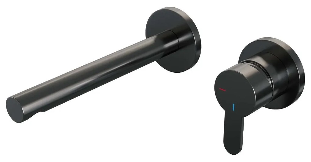 Brauer Gunmetal Edition ColdStart wastafelkraan inbouw rechte uitloop en rozetten model D1 gunmetal geborsteld PVD