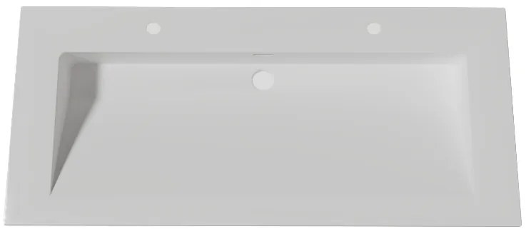 Lambini Designs Flora solid surface wastafel 100cm met 2 kraangaten wit mat