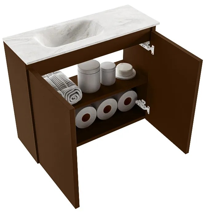 Mondiaz Ture DLux toiletmeubel 60cm rust met wastafel ostra links zonder kraangat