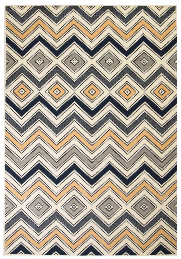 vidaXL Vloerkleed modern zigzag ontwerp 120x170 cm bruin/zwart/blauw