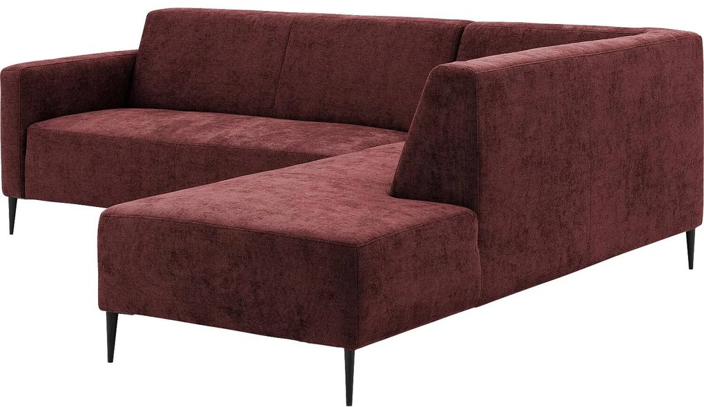 Goossens Zitmeubel Key West rood, stof, 2,5-zits, modern design met ligelement rechts