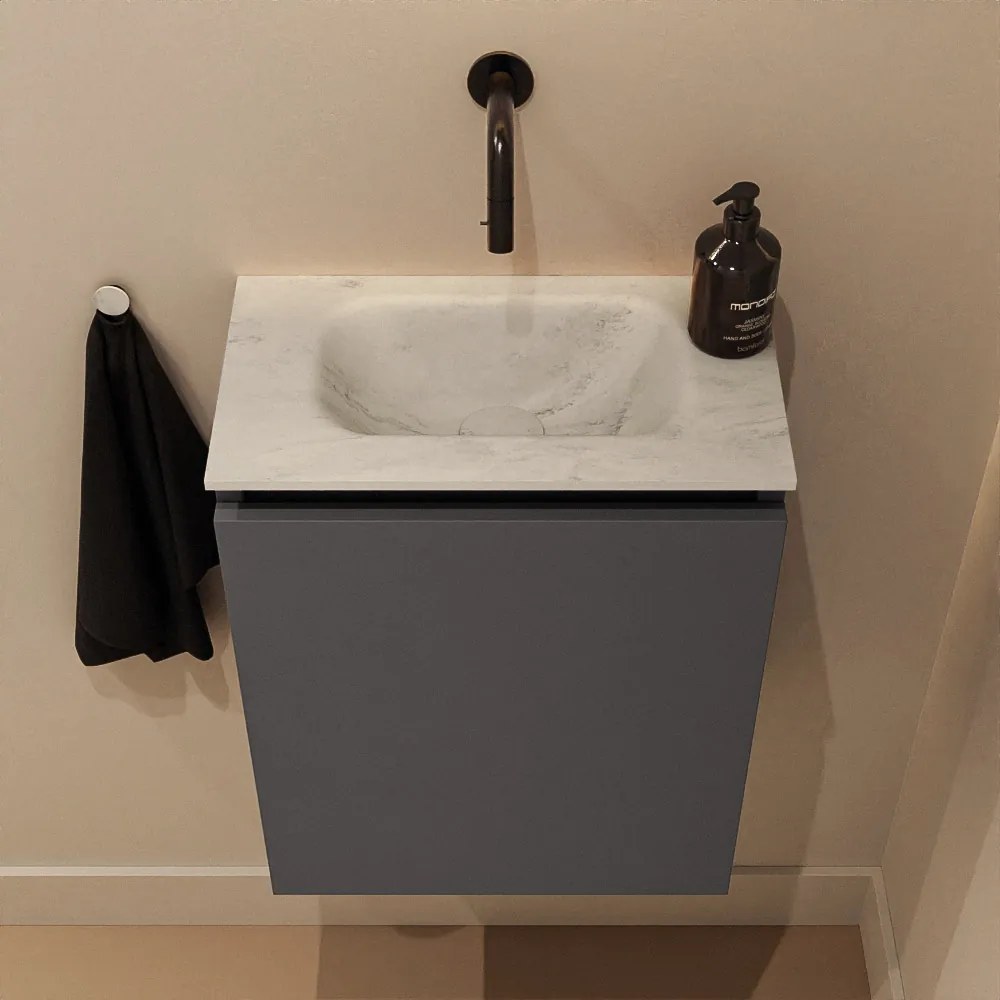 Mondiaz Ture DLux toiletmeubel 40cm dark grey met wastafel opalo midden zonder kraangat