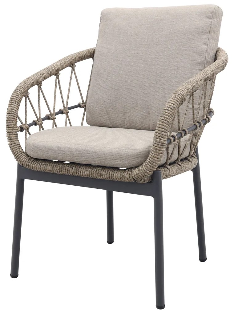 Julia naturel rope dining tuinstoel - Antraciet