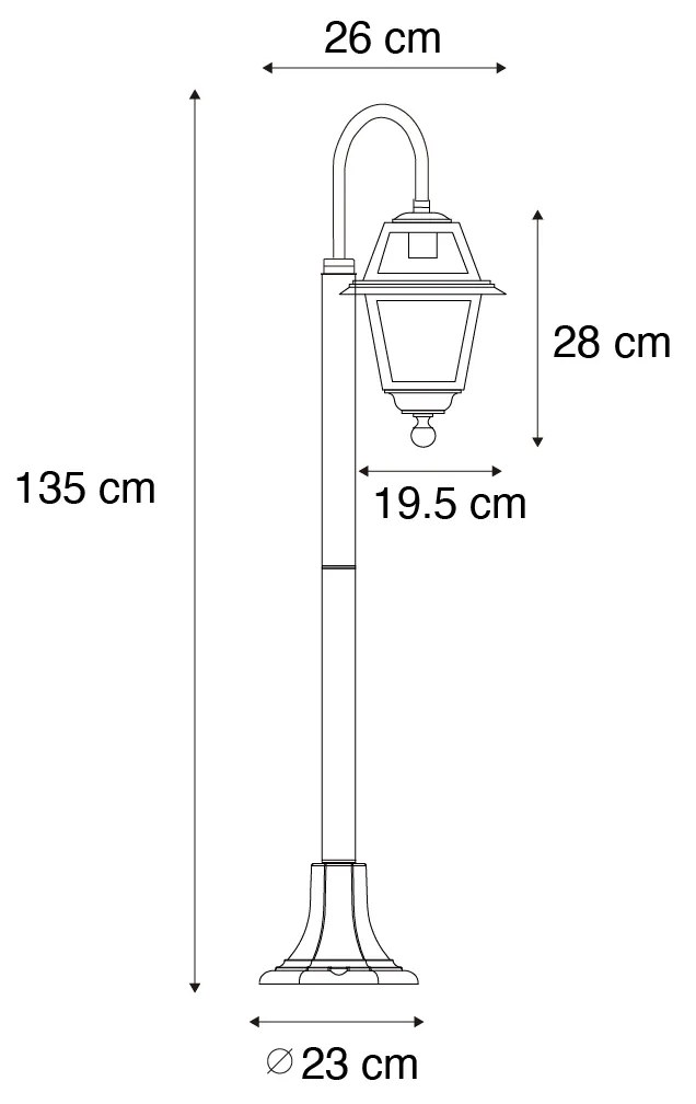 Klassieke buiten lantaarn zwart 135 cm IP44 - Berta Klassiek / Antiek E27 IP44 Buitenverlichting vierkant