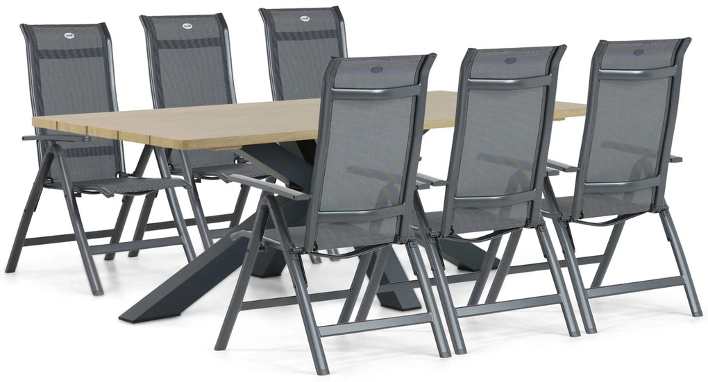Tuinset 6 personen 220 cm Aluminium/textileen Grijs Hartman Alice/Azzurro