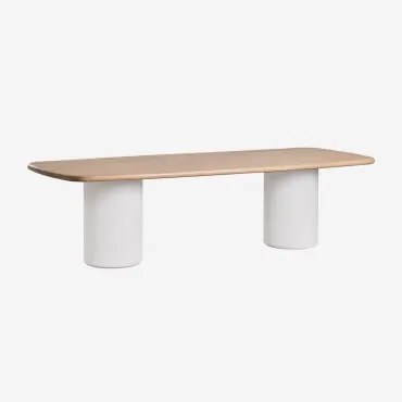 Rectangulaire Eettafel 270x110 Cm Van Acaciahout Bogota Wit & Lichte Acaciekleur - Sklum