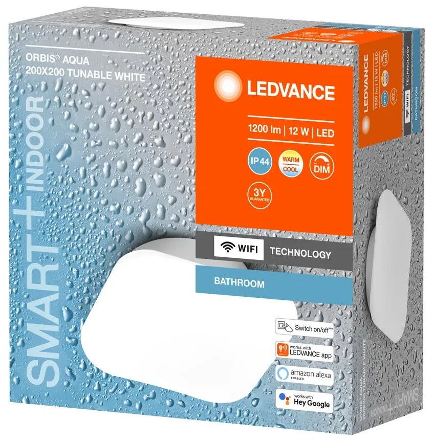 Sapho Orbis Aqua vierkante plafondlamp 20x20cm 12W