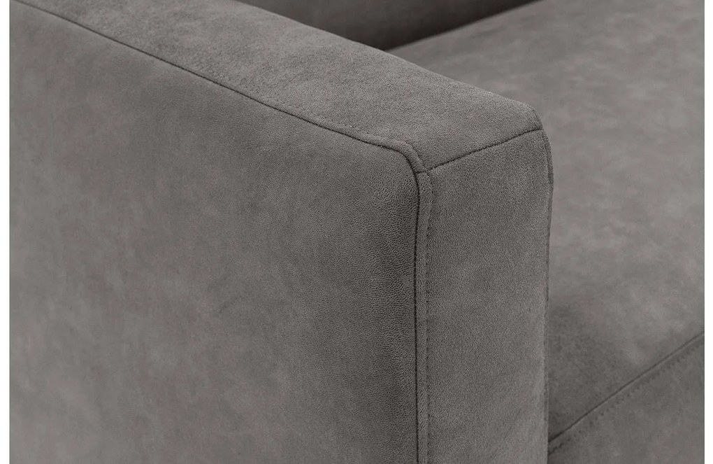 Goossens  Key West grijs, micro leer, 3-zits, modern design met ligelement rechts